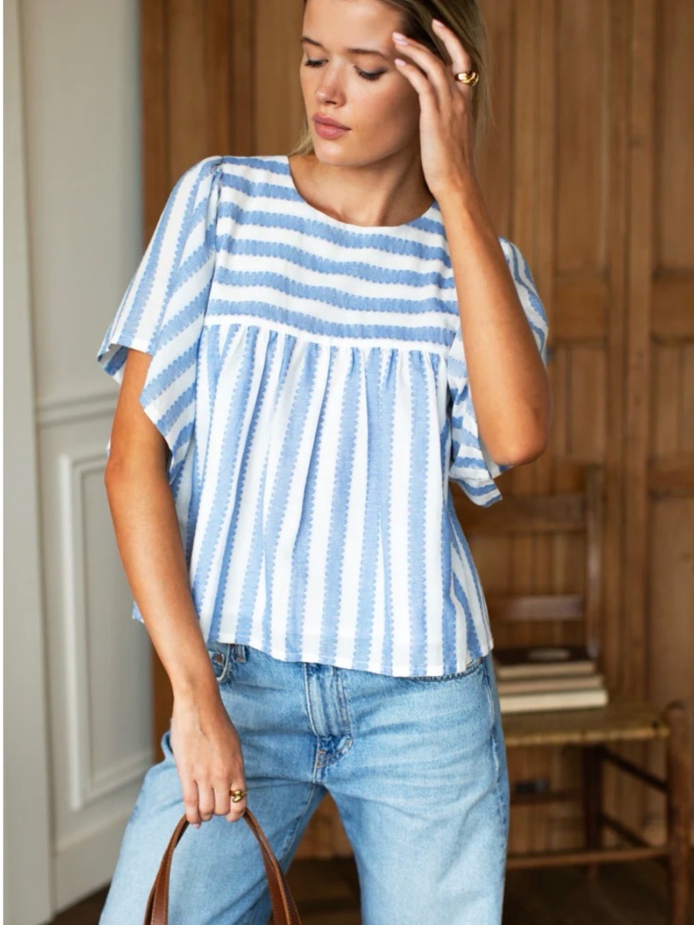 Emerson Fry BASALIE TOP - SCALLOP
BLUE STRIPE size XS